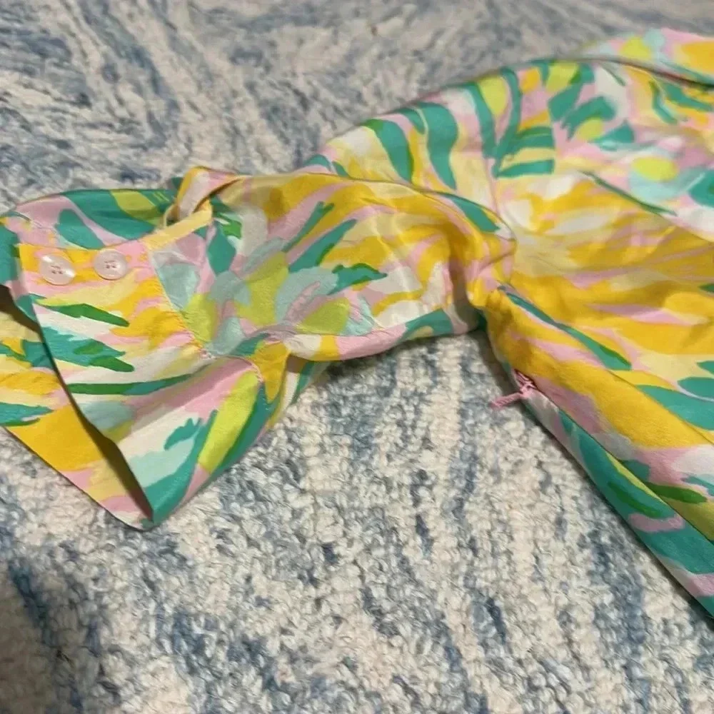 Lilly Pulitzer, pastel silk fit and flare waist tie dress six ￼